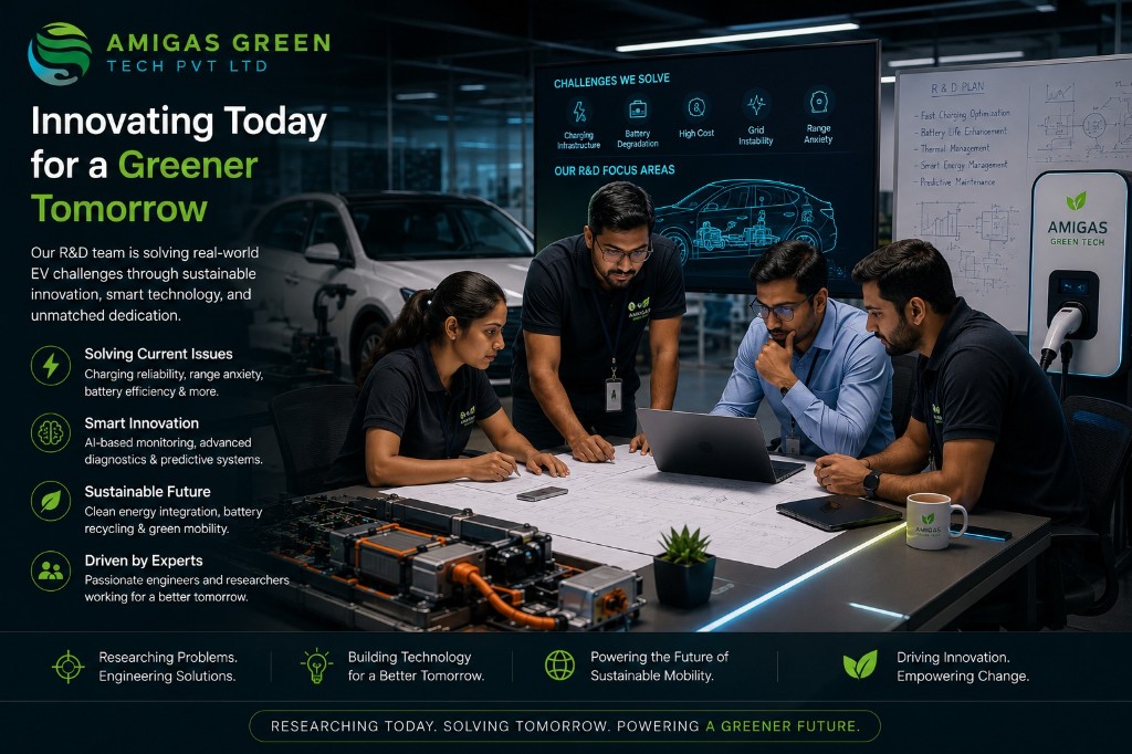 Amigas Green Tech R&D team working on EV battery and charging solutions