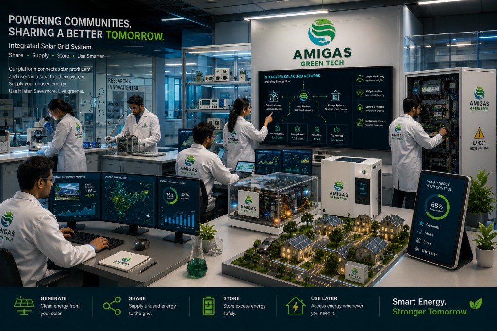 Integrated solar grid network — share, store and use clean energy smarter