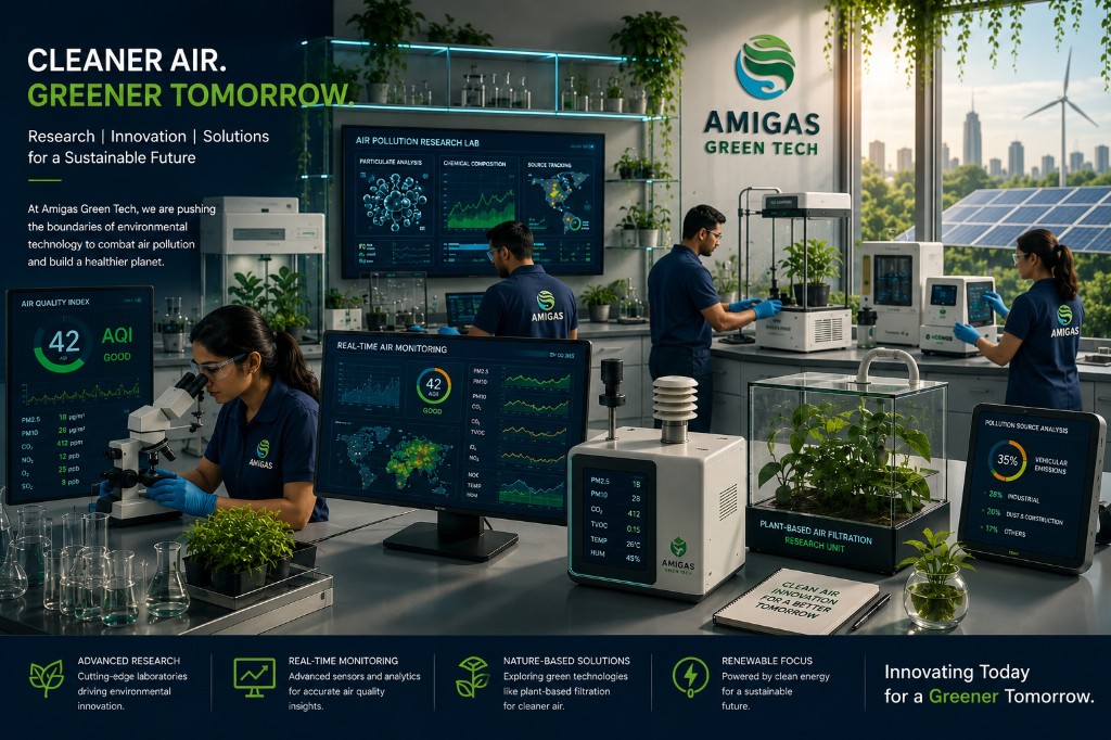 Air pollution research lab — real-time monitoring and nature-based solutions